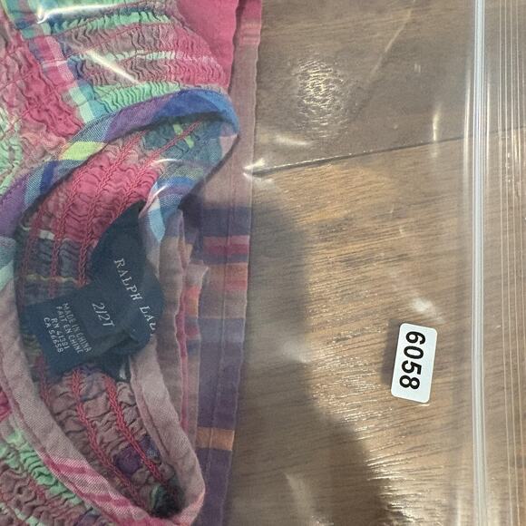 Ralph Lauren Dress Girls 2T Plaid Smocked Long Sleeve Pony Logo Madras Multi - Picture 11 of 11